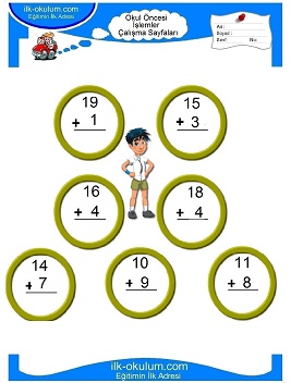 Çocuklar İçin toplam işlemi yaprak testleri 